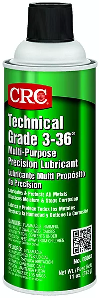 CRC Technical Grade 3-36 Multi-Purpose Precision Lubricant 03003 – 11 WT OZ, Plastic Safe Multi-Purpose Aerosol Lube 1 Pack