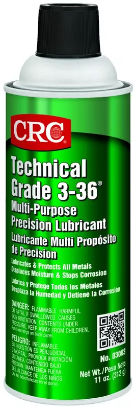 CRC Technical Grade 3-36 Multi-Purpose Precision Lubricant 03003 – 11 WT OZ, Plastic Safe Multi-Purpose Aerosol Lube 1 Pack