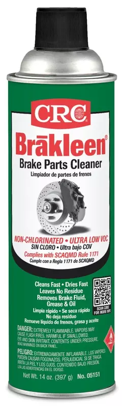 CRC Brakleen 1003739 Brake Cleaner Spray Non-Chlorinated Ultra Low VOC, SCAQMD #1171 Compliant, 14 oz, [1 Pack]