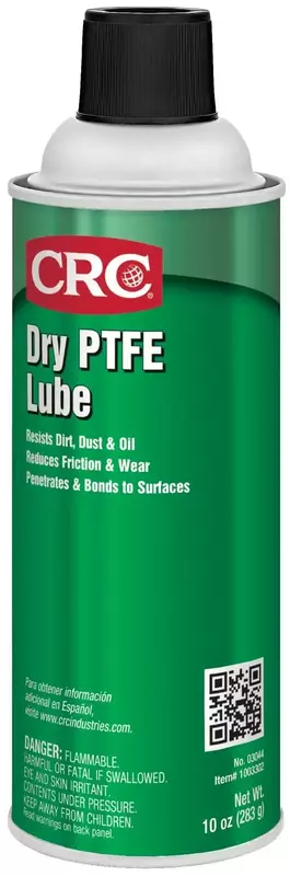 CRC Dry PTFE Lube, 10 Wt Oz, NSF H2 Registered Lubricant with Advanced Dry Film Technology, Plastic-Safe