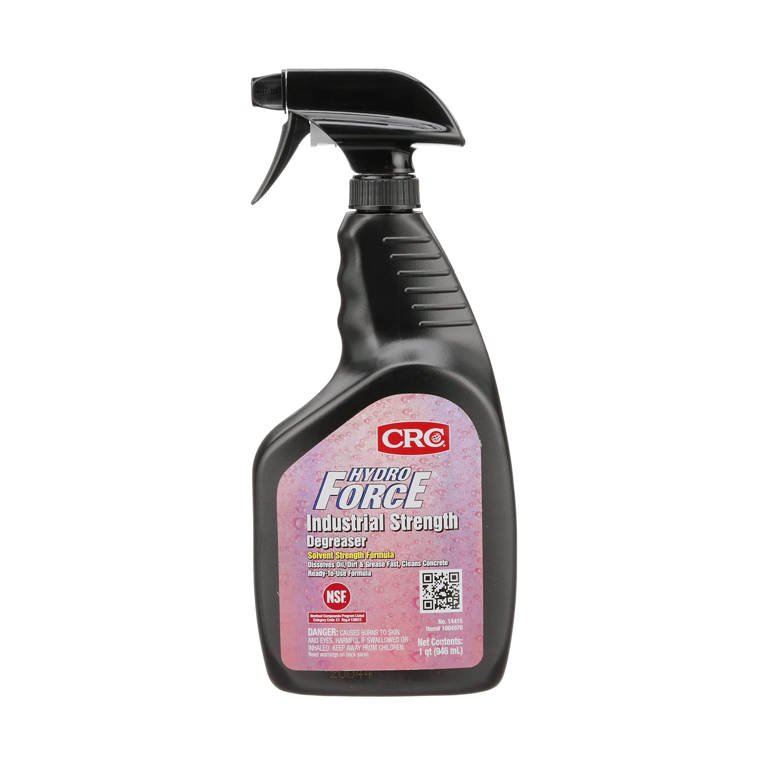 CRC HydroForce Industrial Strength Degreaser, 14415 – 32 FL. Oz., Heavy Duty Aqueous Cleaner