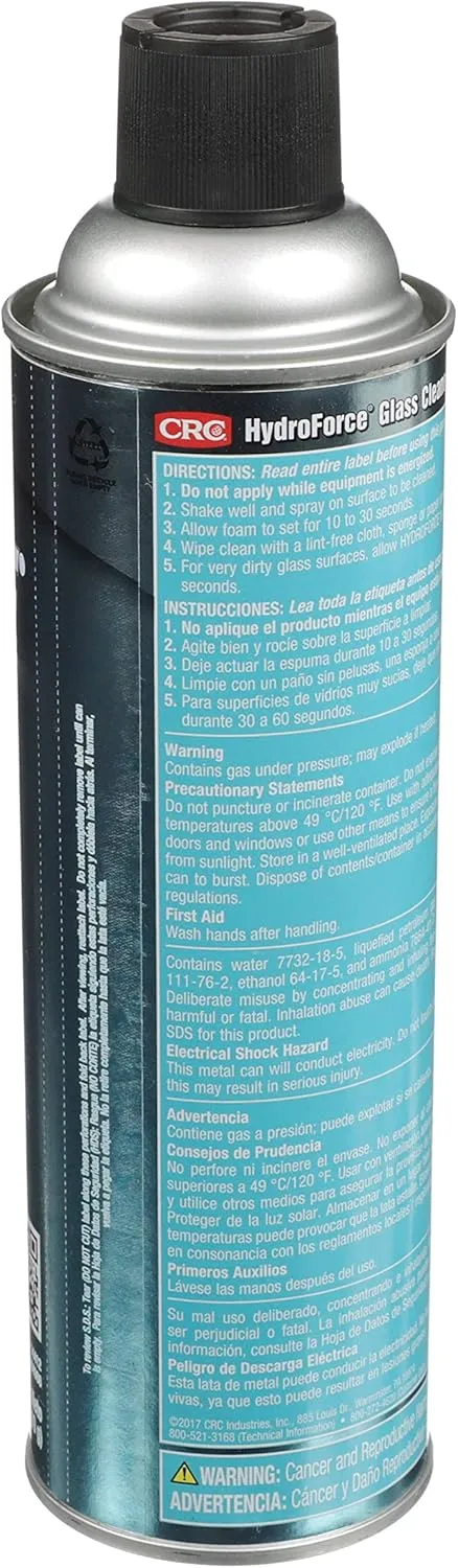 CRC HydroForce Glass Cleaner 14412 – 18 WT. OZ., Professional Strength Cleaning Solution 18 Ounce (Pack of 1) 1 Pack