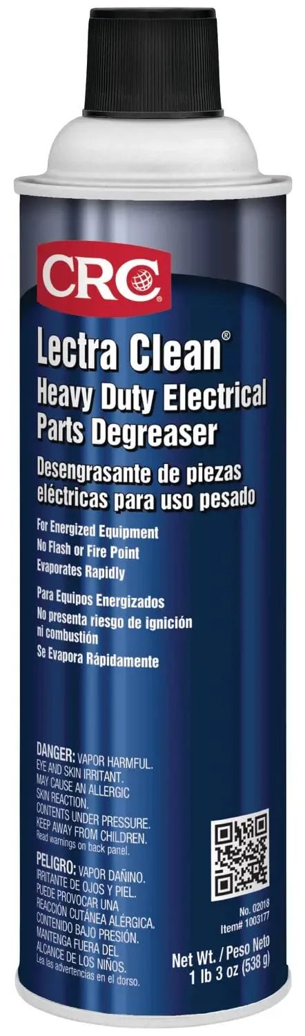 CRC Lectra Clean Heavy Duty Electrical Parts Degreaser 02018– 19 wt oz, Non-Corrosive Aerosol Electrical Cleaner