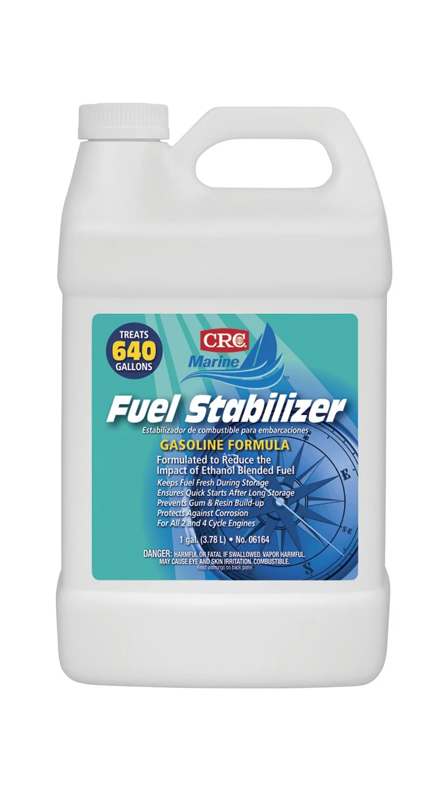 CRC Marine Gasoline Fuel Stabilizer 06164 – 1 Gallon, Concentrated, High Potency Formula, Amber Liquid 1 Gal 1 Pack