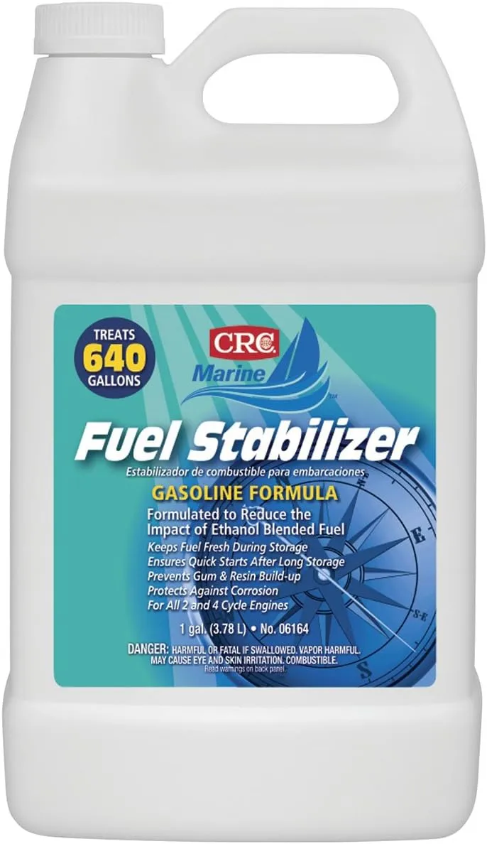 CRC Marine Gasoline Fuel Stabilizer 06164 – 1 Gallon, Concentrated, High Potency Formula, Amber Liquid 1 Gal 1 Pack