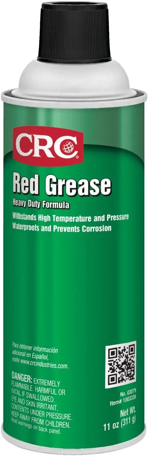 CRC Red Grease 03079 – 11 WT OZ, Multi-Purpose Aerosol Lubricant, Red Color for Easy Visual Inspection 1 Pack 11 Oz