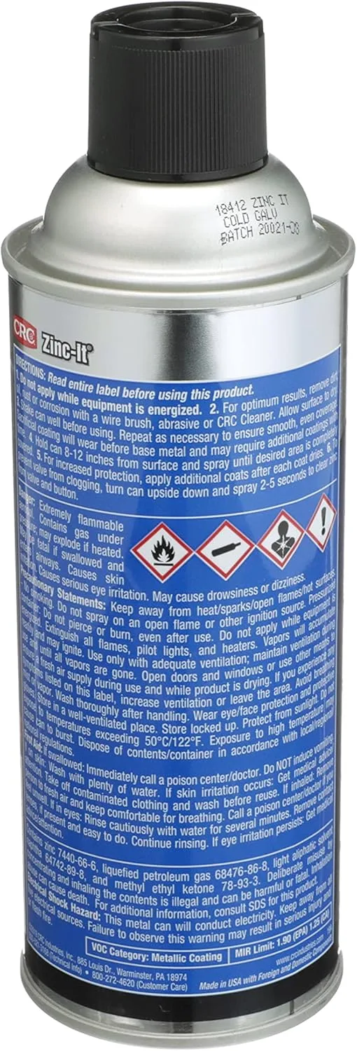 CRC Zinc-It Instant Cold Galvanize Zinc Rich Galvanize Coating 18412– 13 Wt Oz
