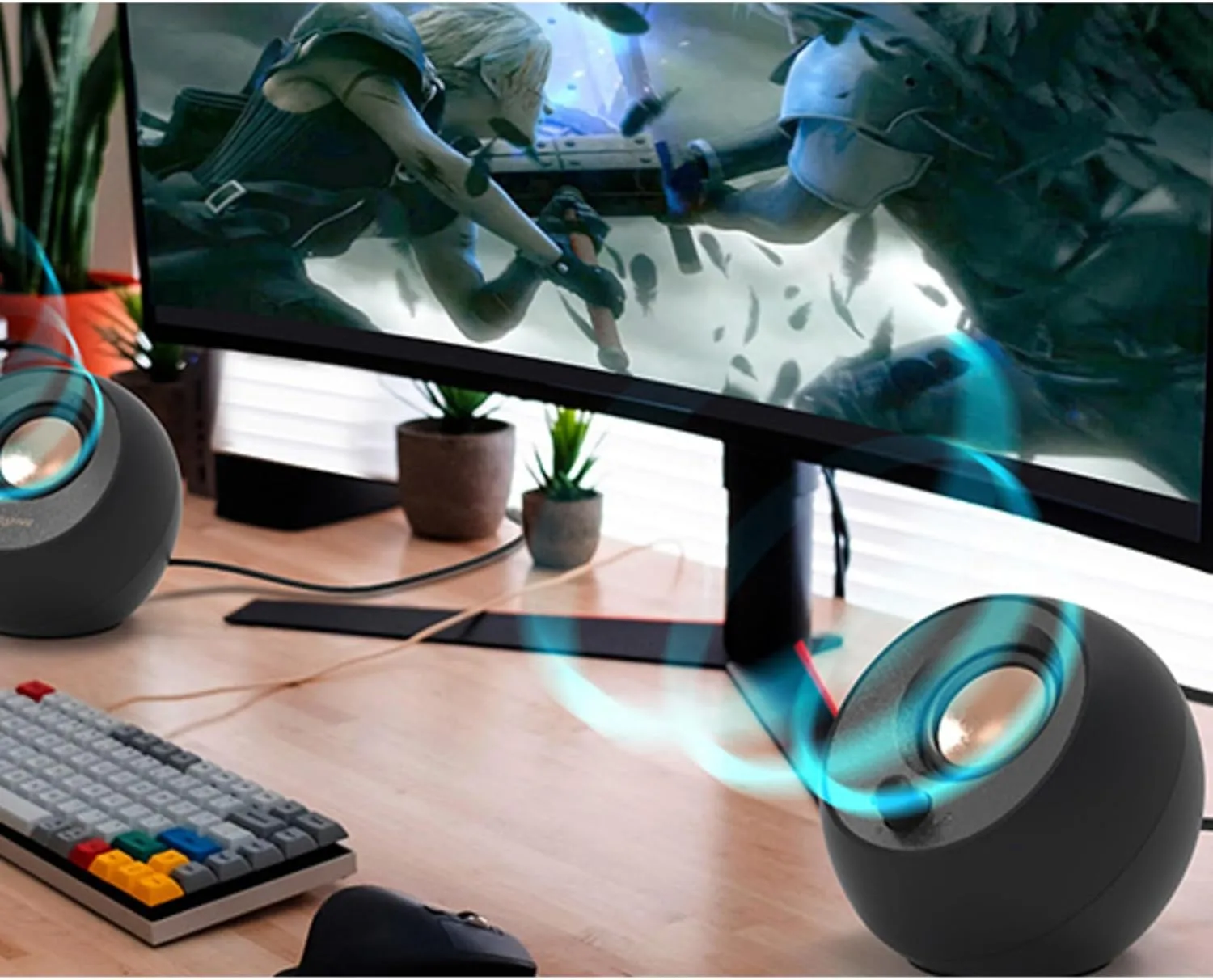 Creative Pebble 2.0 USB-Powered Desktop Speakers with Far-Field Drivers and Passive Radiators for Pcs and Laptops (Black)