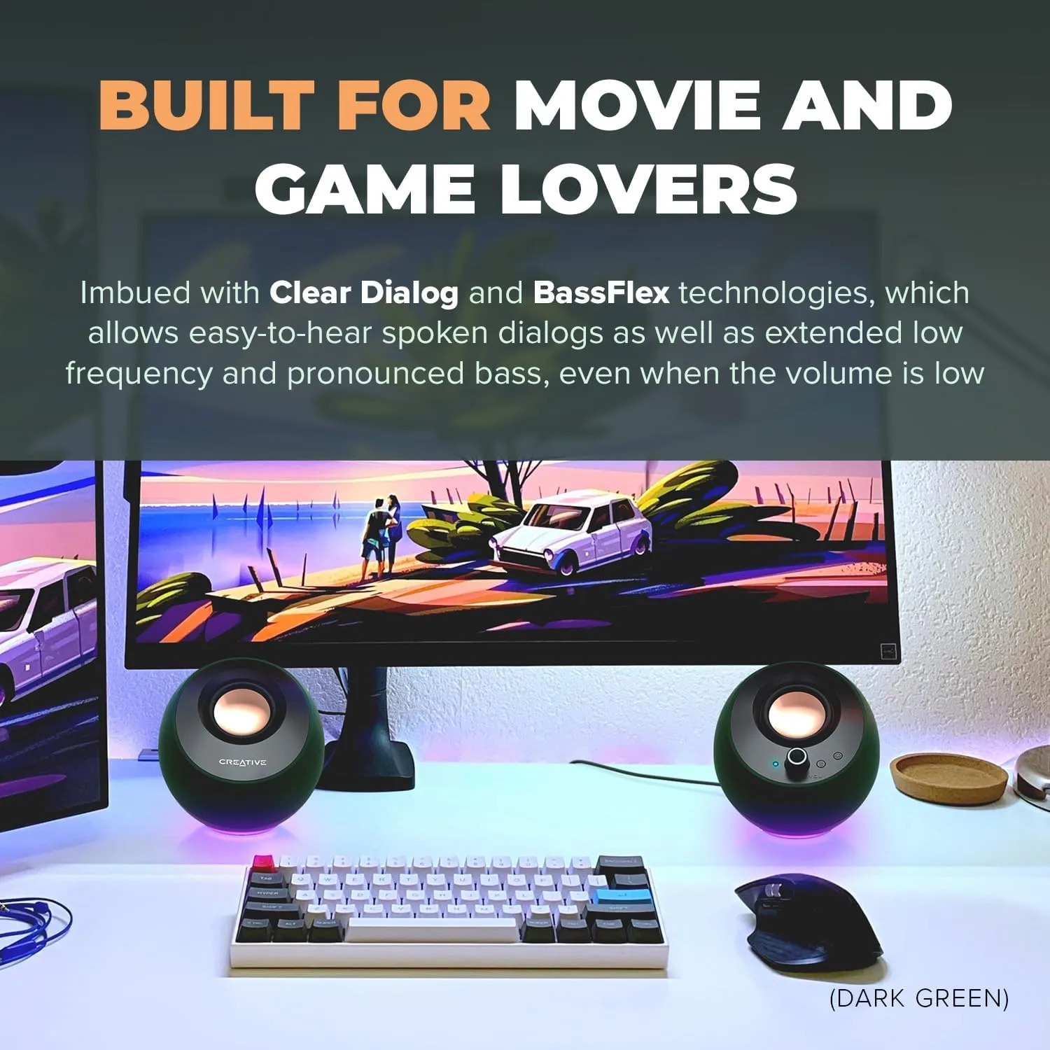 CREATIVE Pebble Pro 2.0 USB-C Computer Speakers with Bluetooth 5.3 and Customizable RGB Lighting