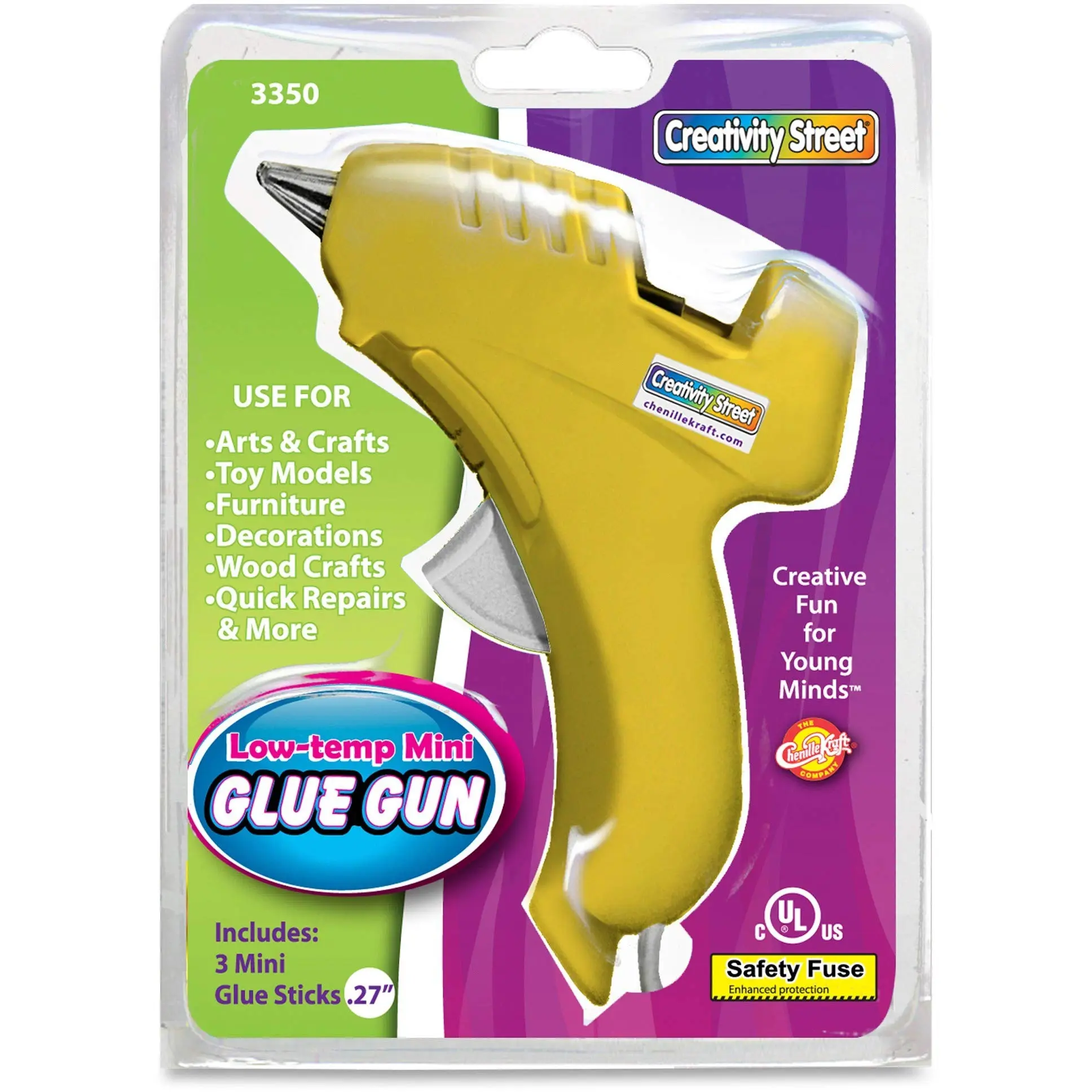 Creativity Street Trigger Style Mini Glue Gun, Yellow, Clear