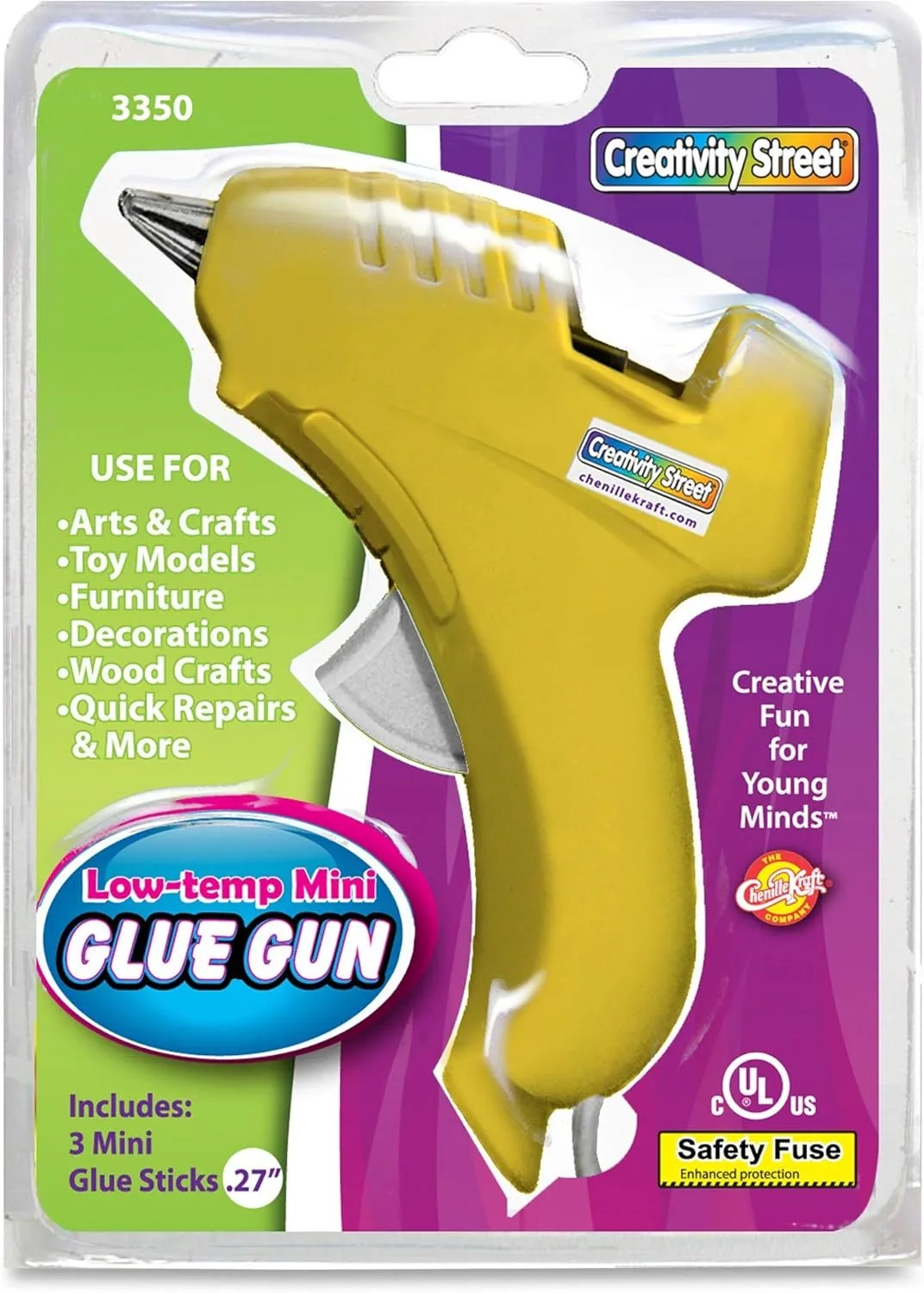 Creativity Street Trigger Style Mini Glue Gun, Yellow, Clear