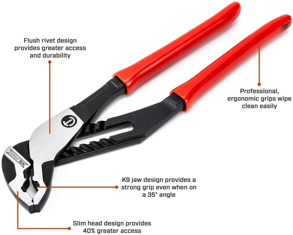 Crescent Z2 K9 V-Jaw Dipped Handle Tongue & Groove Pliers - Home Improvement, Mechanic - 10" - RTZ210V