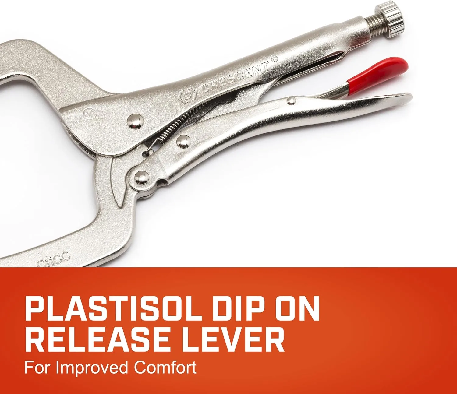 Crescent Locking C-Clamp 18" with Swivel Pad Tips - Heavy-Duty, Red