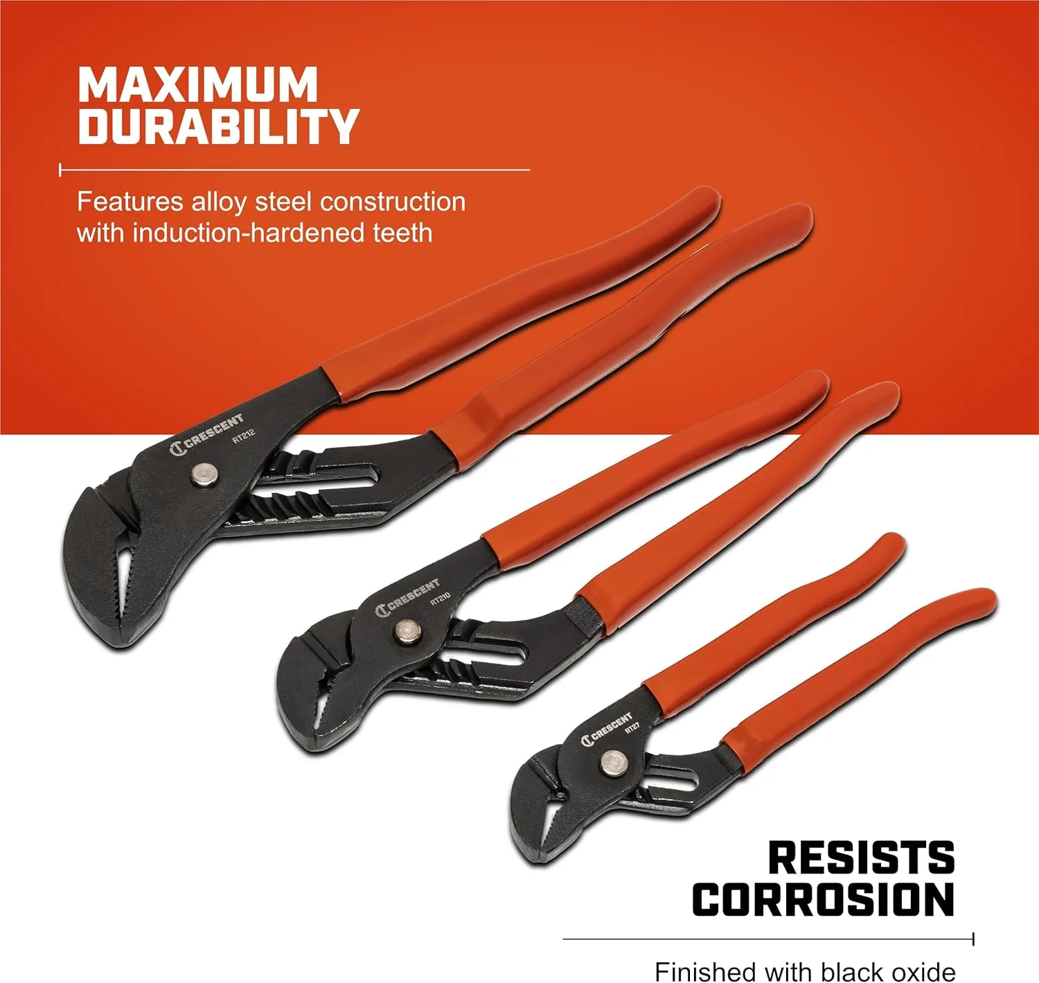 Crescent 3-Piece Tongue & Groove Plier Set, Dipped Handle - RT200SET3-05