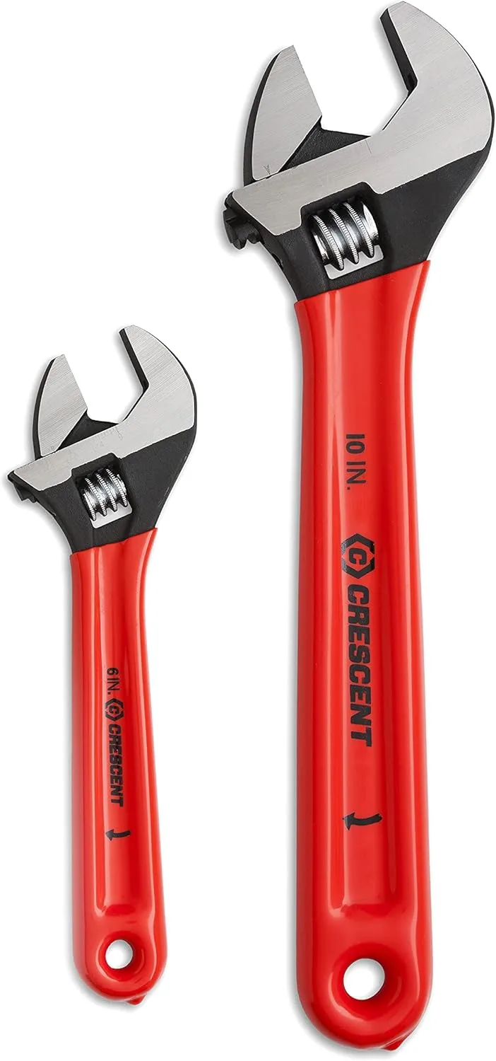 Crescent Adjustable Black Oxide Cushion Grip Wrench Set - Home Improvement, Garage & Mechanic Hand Tools - 6" & 10" - AT2610CVS