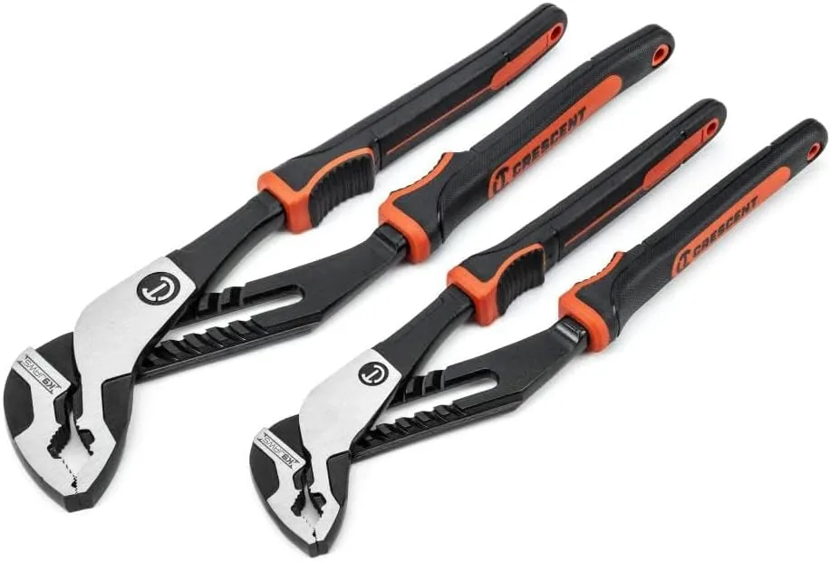Crescent Z2 K9 V-Jaw Dual Material Tongue & Groove Plier Set - Adjustable Plier Set with 8 Jaw Positions
