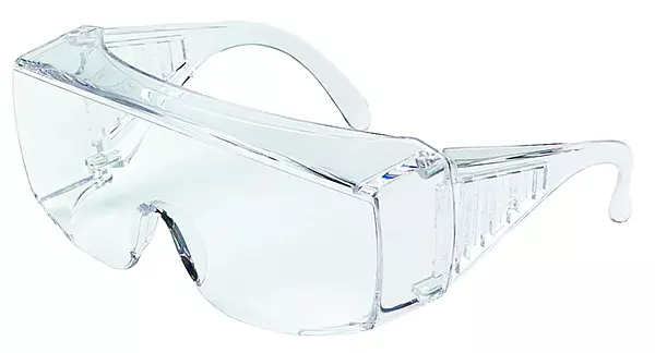 Safety Glasses: Uncoated, Polycarbonate, Clear Lenses, Full-Framed