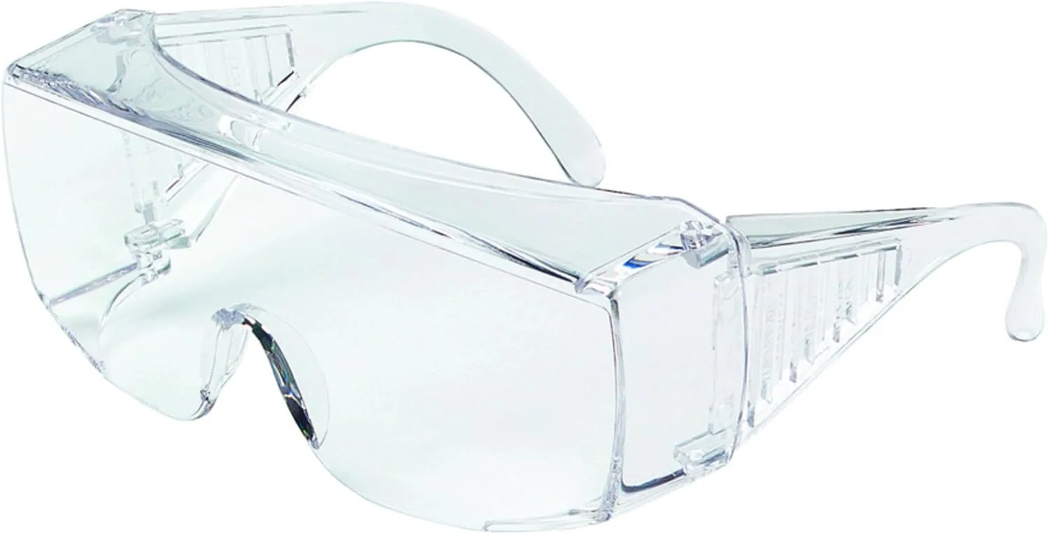 Safety Glasses: Uncoated, Polycarbonate, Clear Lenses, Full-Framed
