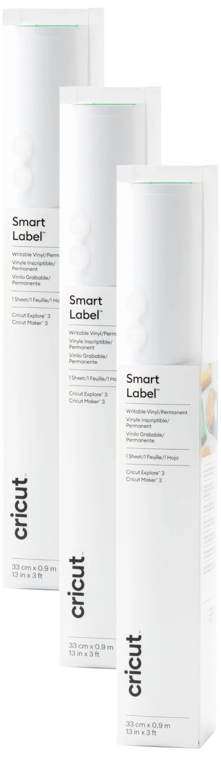 Cricut® Smart Label™ Writable Vinyl – Permanent, 3-Pack of 3ft Rolls (13"x36"), White