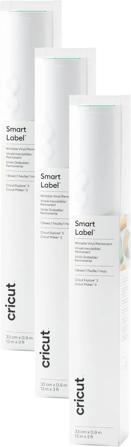 Cricut® Smart Label™ Writable Vinyl – Permanent, 3-Pack of 3ft Rolls (13"x36"), White