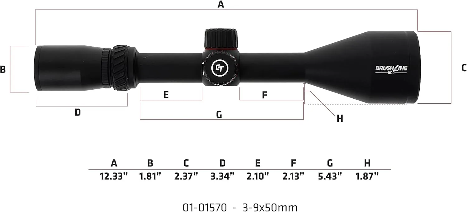 Crimson Trace Brushline 3-9x50mm Riflescope with SFP, BDC Reticle, Lightweight Solid Construction