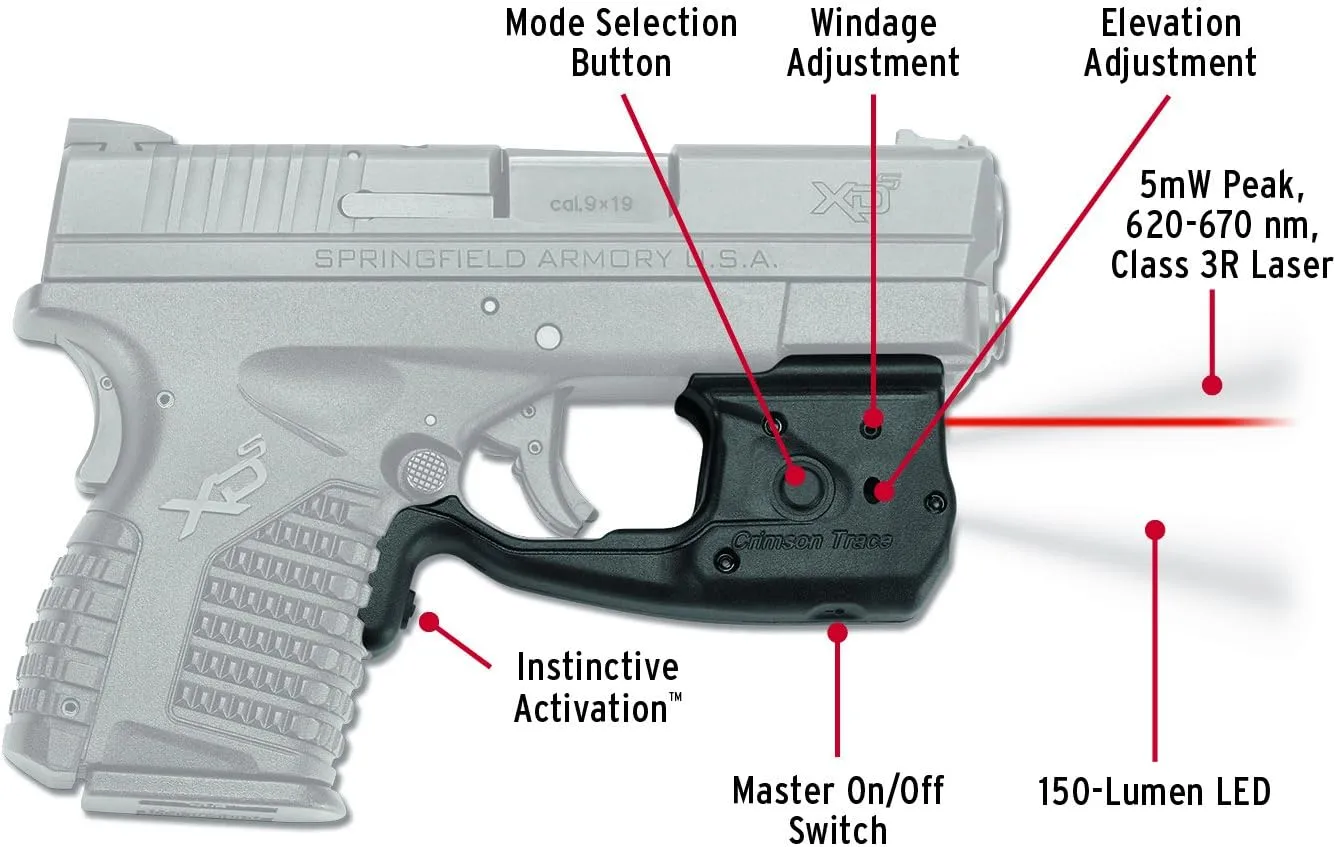 Crimson Trace Laserguard Pro Laser Sight and Tactical Light for Springfield Armory XD-S Pistols