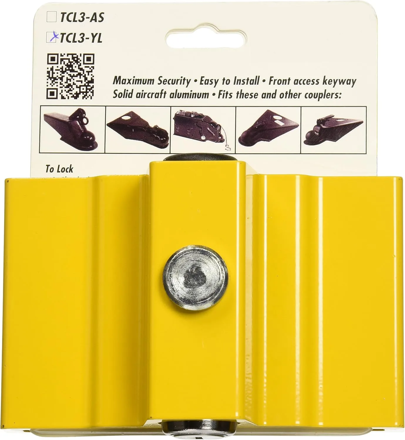CT Johnson Enterprises (TCL3-YL) Deadbolt Blockhead Trailer Coupler Lock