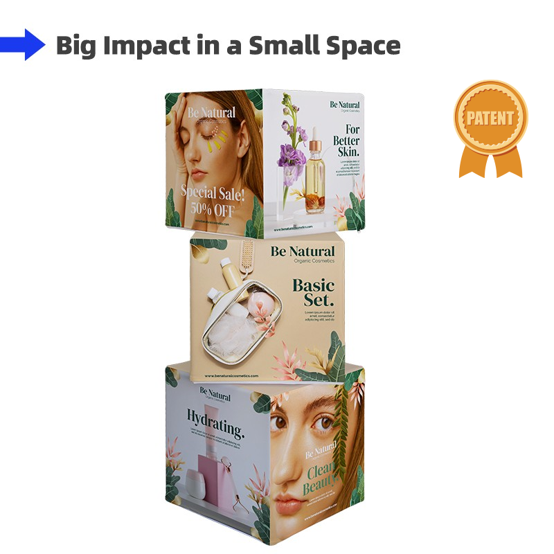 Rotating 3D Fabric Cube Display