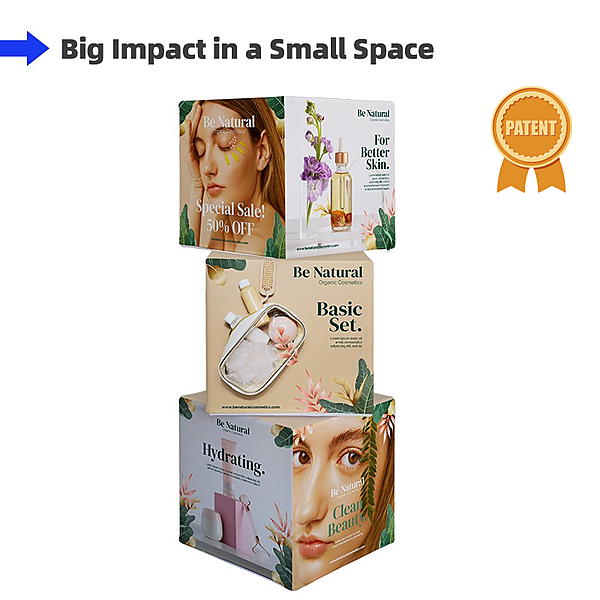 Rotating 3D Fabric Cube Display