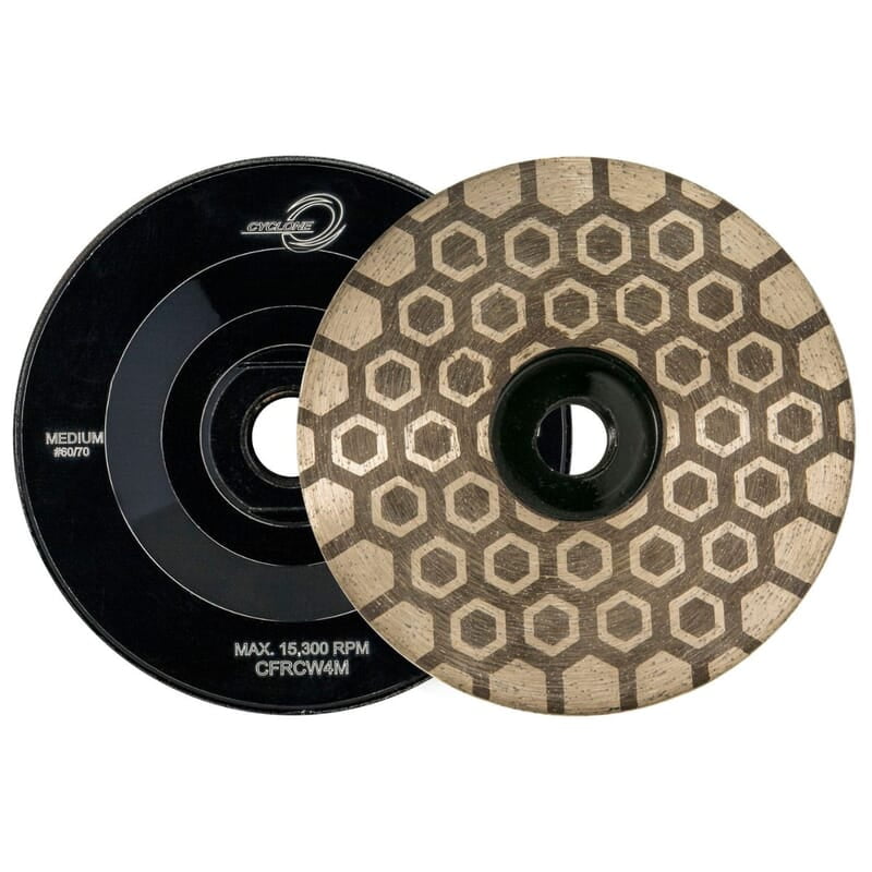 Cyclone Hex Flat Cup Wheel - 4" Fine w/Resin