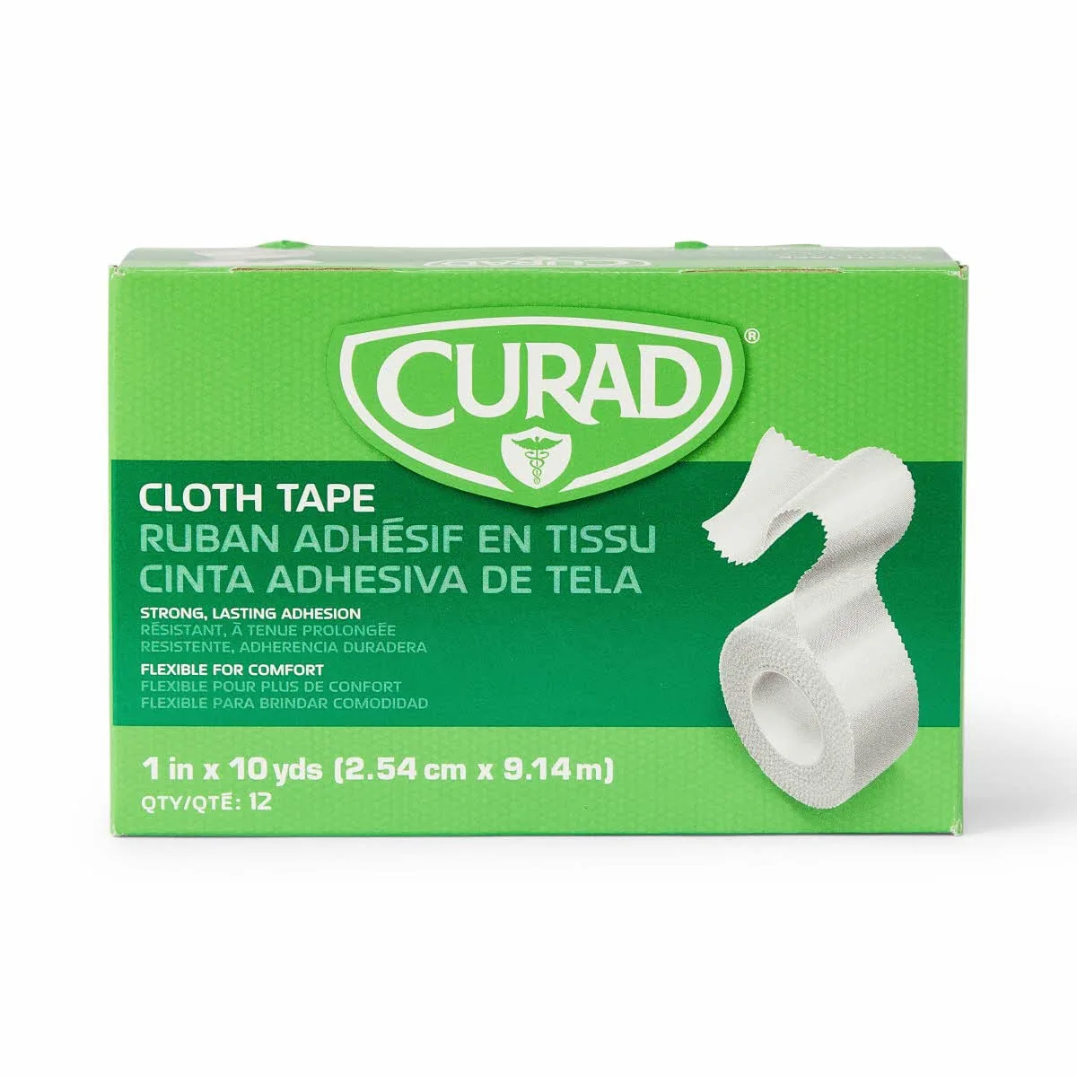CURAD Cloth Silk Adhesive Tape, 1" x 10 yd, 12 Count, White