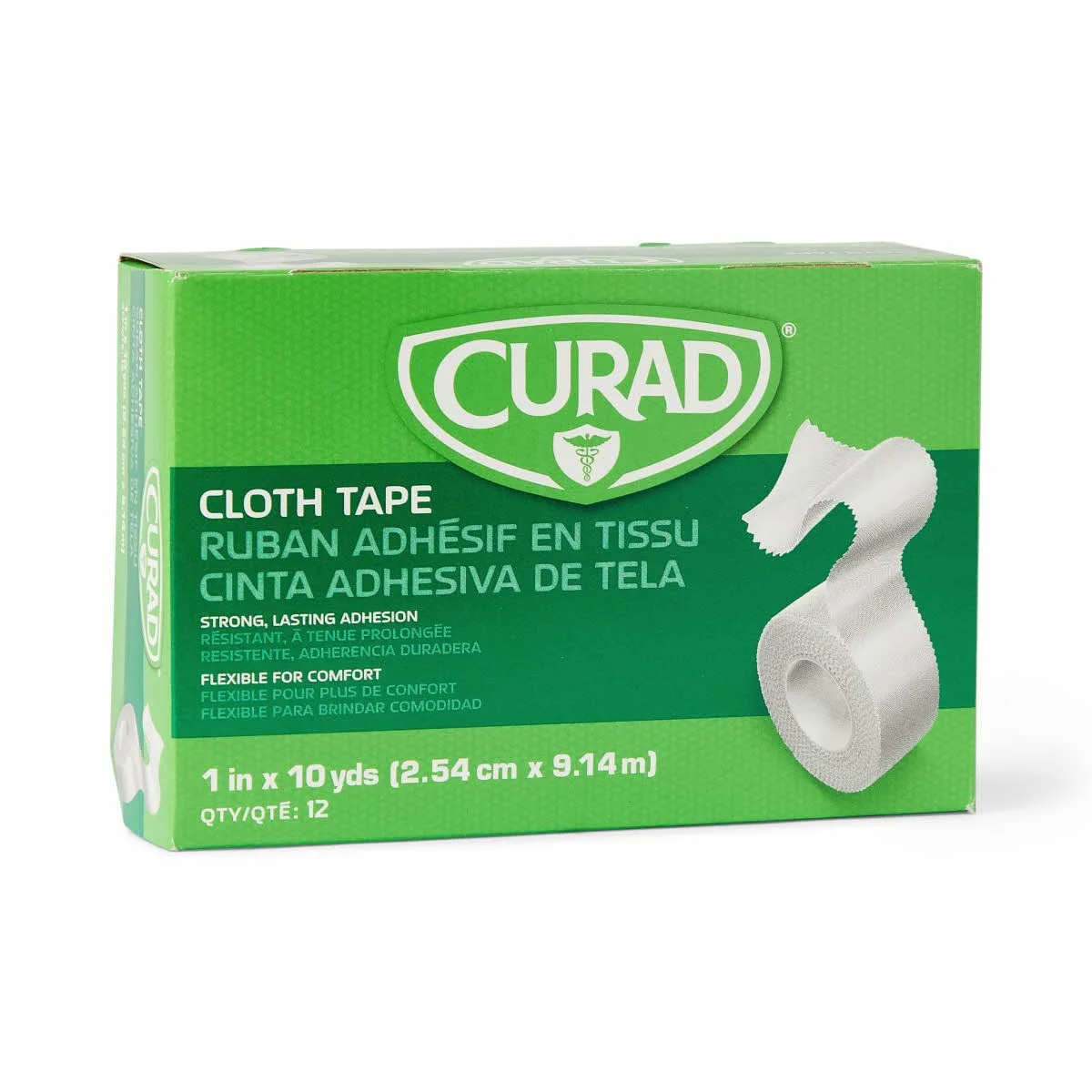 CURAD Cloth Silk Adhesive Tape, 1" x 10 yd, 12 Count, White