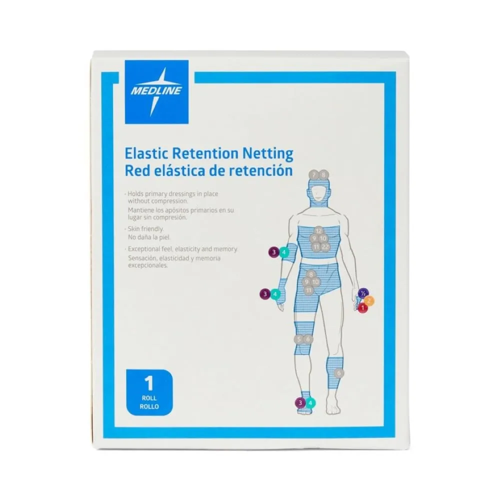 Medline Stretch Tubular Elastic Dressing Retention Net, Size 1, (6" x 25 yds), Ideal for Wound Care, Single Pack