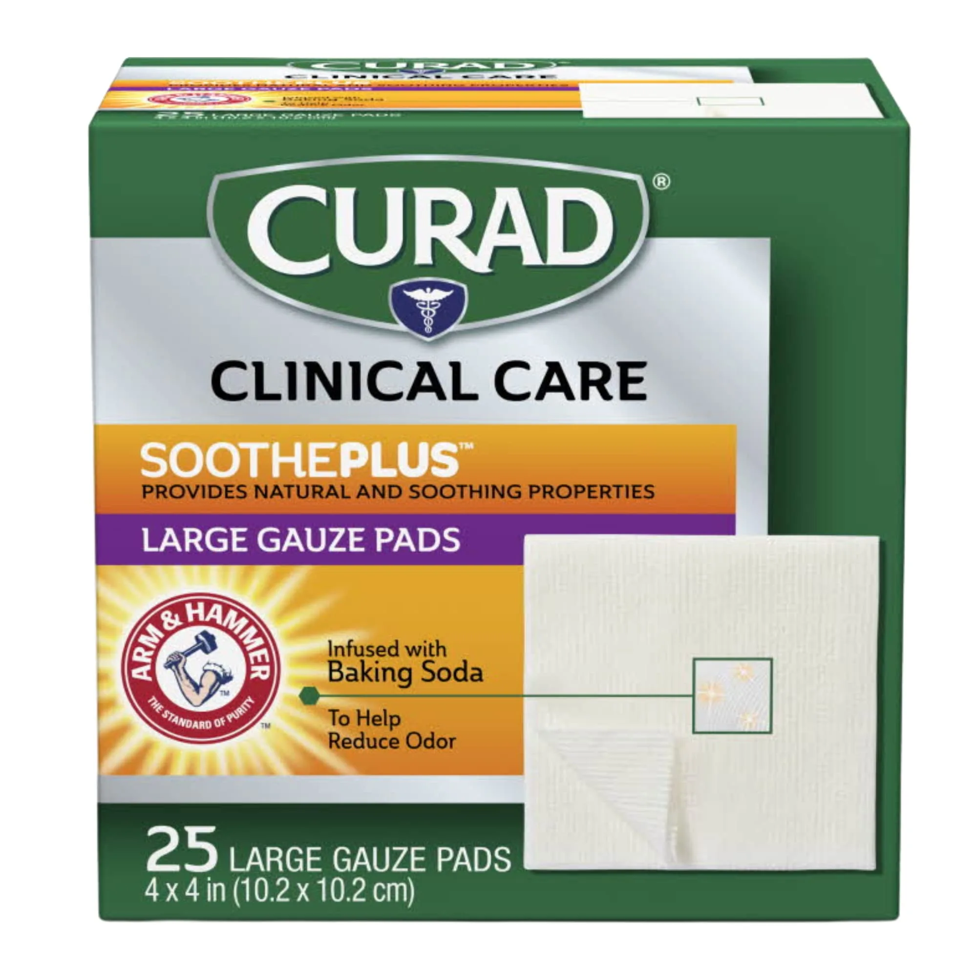 Curad SoothePlus Medium Non-Stick Gauze Pads, 4 x 4 in, White, 24 Count