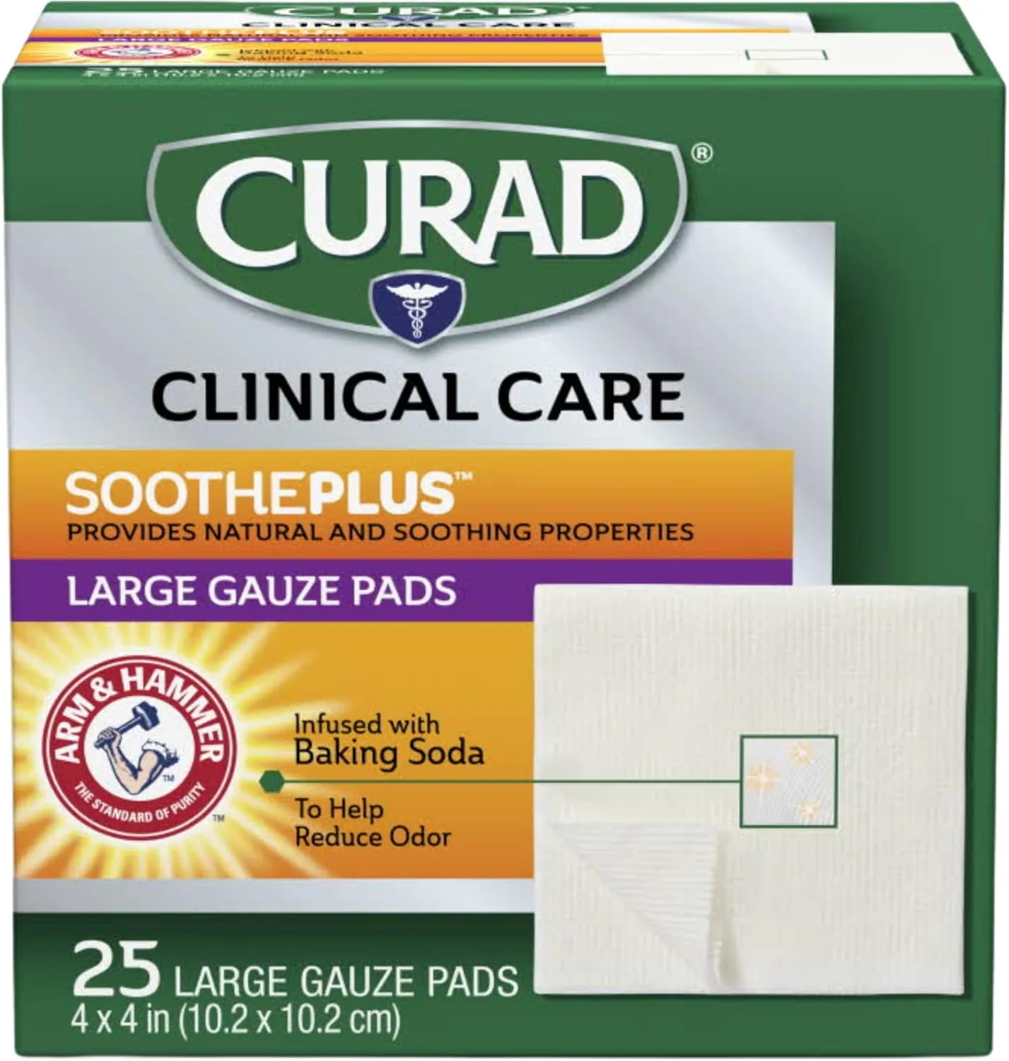 Curad SoothePlus Medium Non-Stick Gauze Pads, 4 x 4 in, White, 24 Count