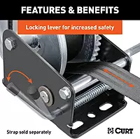 CURT 29427 Manual Hand Crank Boat Trailer Winch, 1,700 lbs Capacity, 8-Inch Handle, 5.1:1 Gear Ratio