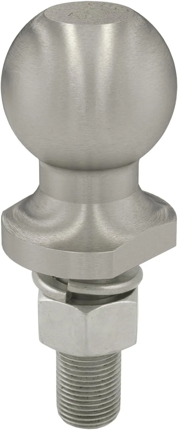 CURT 40080 Stainless Steel Trailer Hitch Ball, 2,000 lbs, 1-7/8-Inch Diameter, 3/4 x 2-1/8-Inch Shank