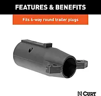 CURT 57261 7-Way RV Blade Vehicle-Side to 6-Way Round Trailer Wiring Adapter, Center Pin Auxiliary Power