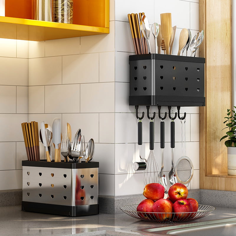 PUNCH FREE WALL MOUNTED UTENSILS RACK CUTLERIES RACK  KITCHEN RACK