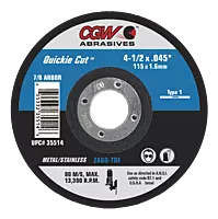 CGW Abrasives - Cutting Discs, Quickie Cut, For Steel