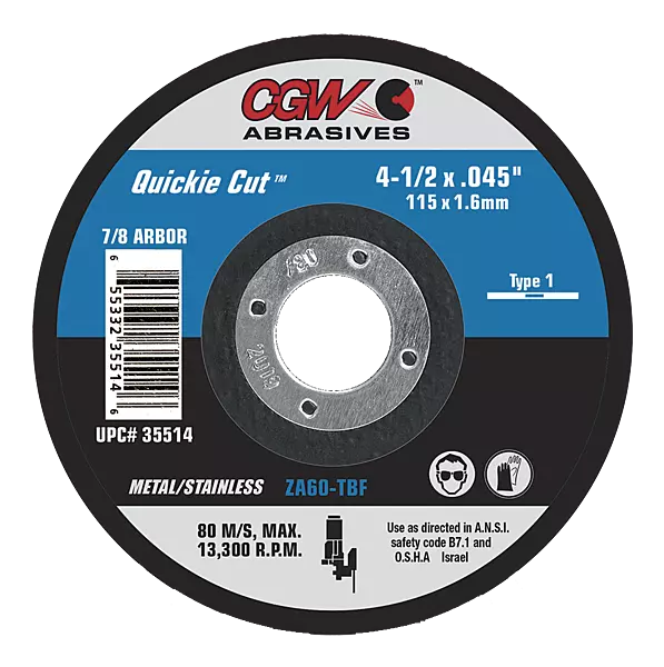 CGW Abrasives - Cutting Discs, Quickie Cut, For Steel