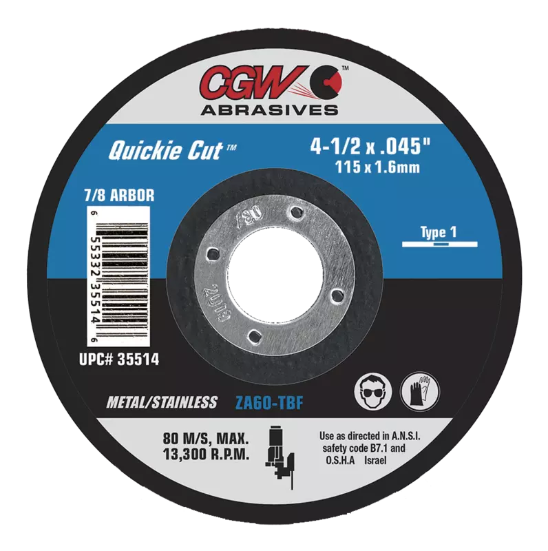 CGW Abrasives - Cutting Discs, Quickie Cut, For Steel