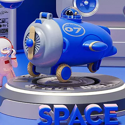 Cute Aircraft Shape Water Bottle for Kids with Portable Strap