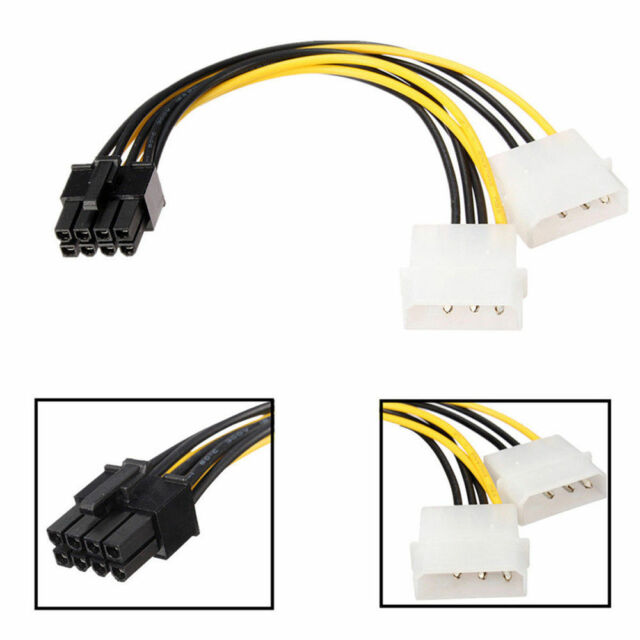 8Pin PCI Express Male To Dual 4Pin Molex Power Cable 8Pin PCI Express Male To Dual 4Pin Molex Power Cable