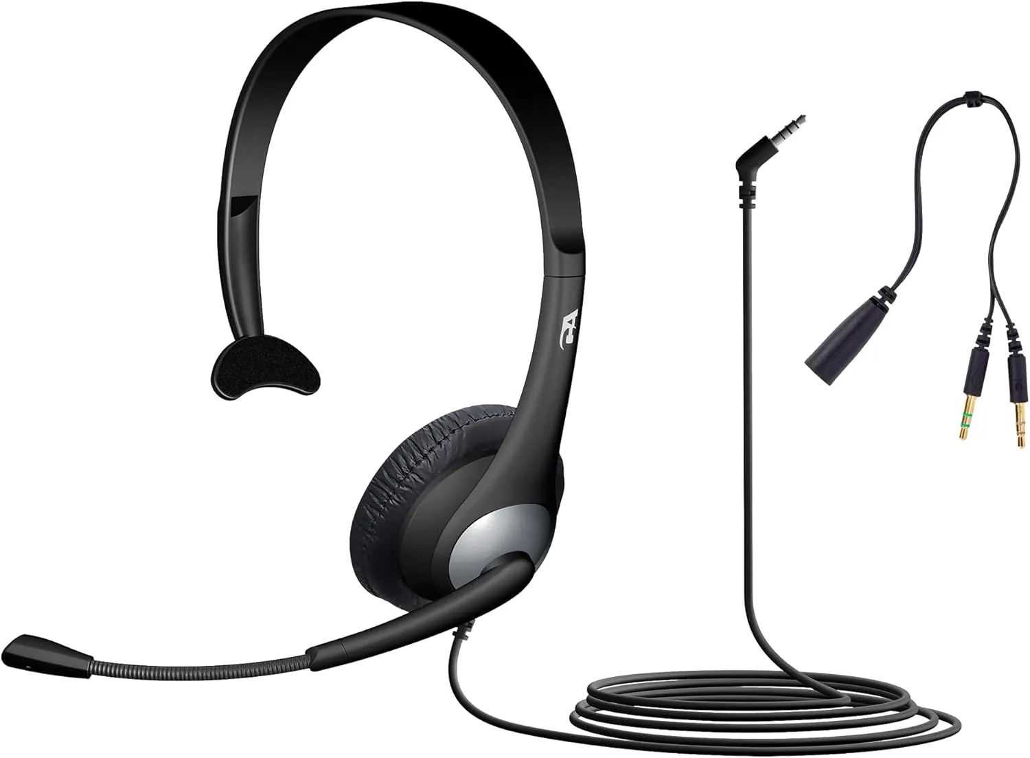 CYBER ACOUSTICS Headset with Noise-Cancelling Boom Mic and 3.5mm Plug