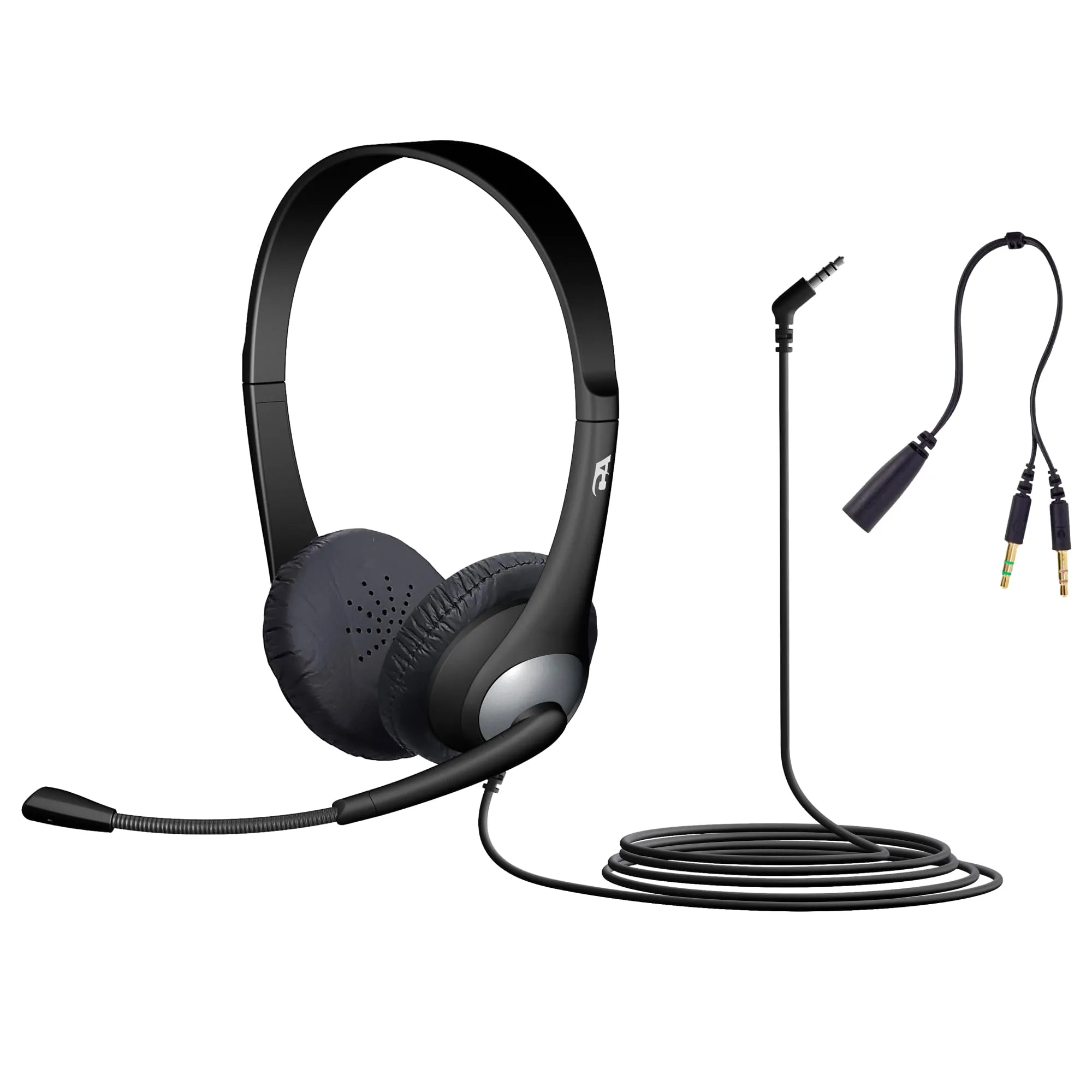 CYBER ACOUSTICS Headset with Noise-Cancelling Boom Mic and 3.5mm Plug