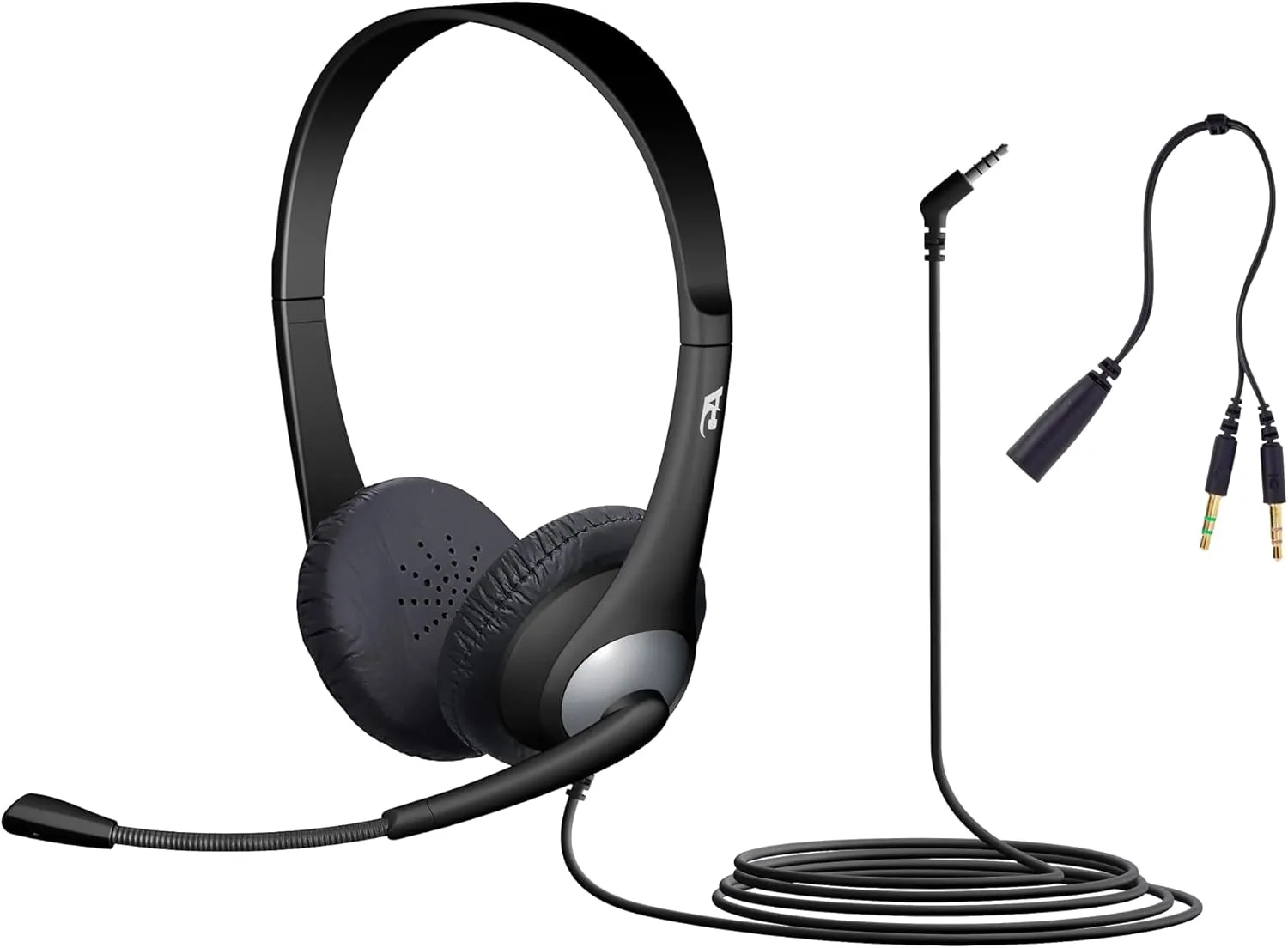 CYBER ACOUSTICS Headset with Noise-Cancelling Boom Mic and 3.5mm Plug