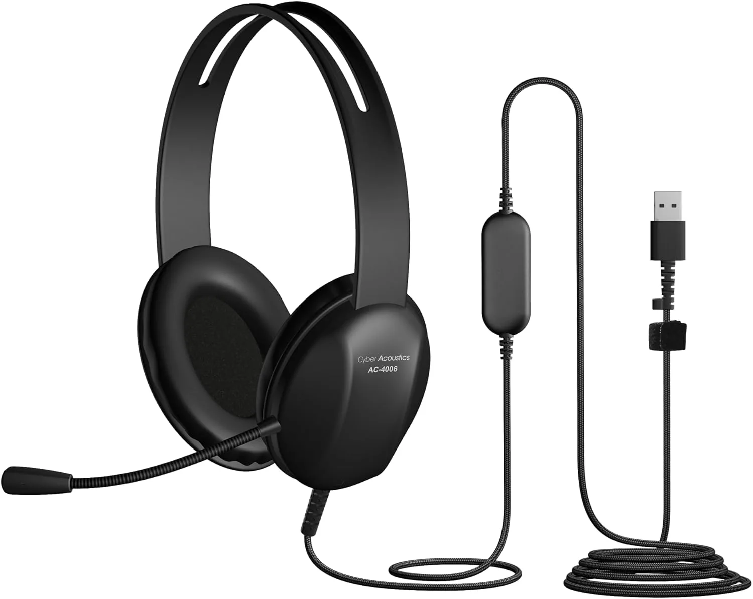 Cyber Acoustics USB Stereo Headset AC-4006 - USB Wired On-Ear Headset