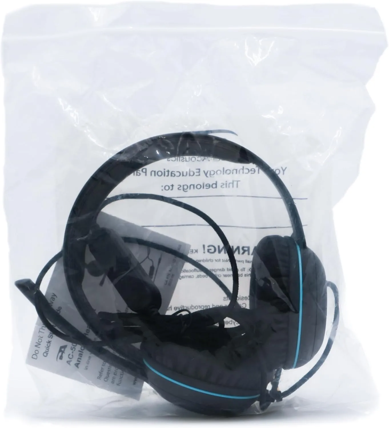Cyber Acoustics 3.5mm Stereo Headset (AC-5002) with Noise Canceling Microphone for PCs, Tablets