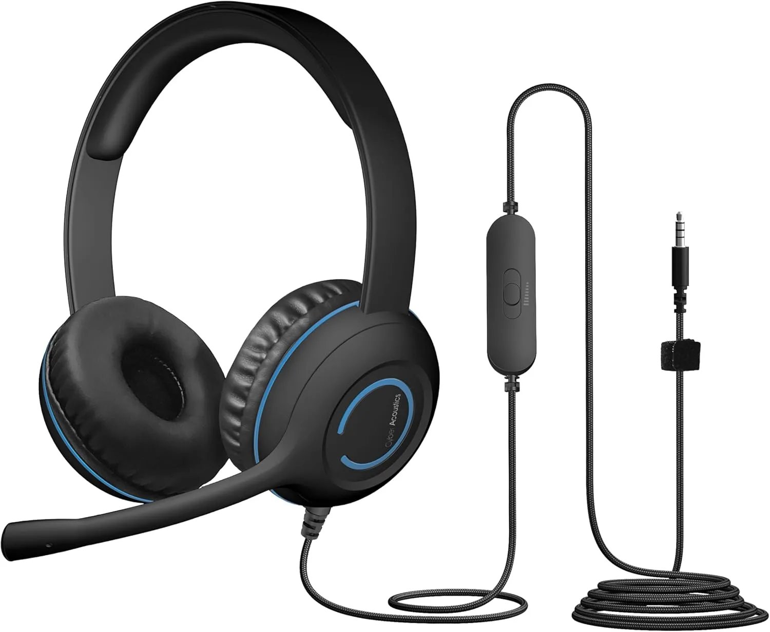 Cyber Acoustics 3.5mm Stereo Headset (AC-5002) with Noise Canceling Microphone for PCs, Tablets